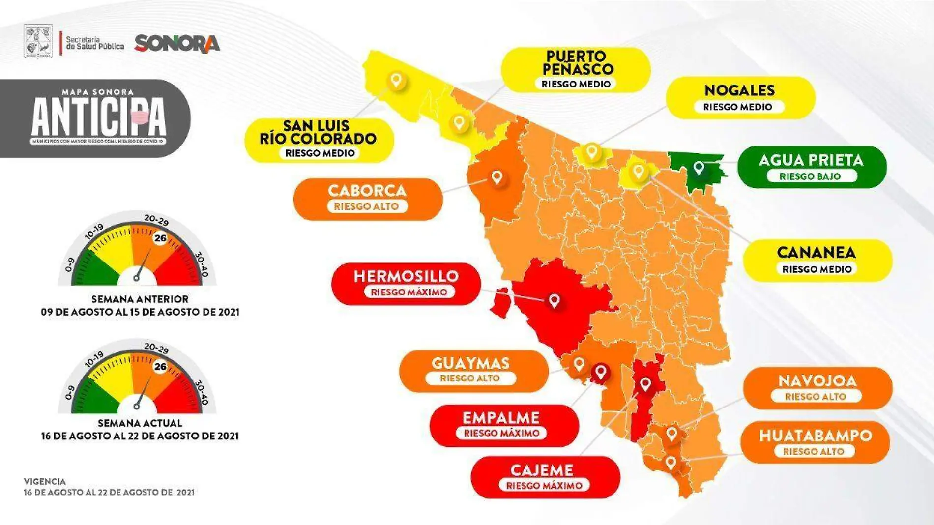 Mapa Sonora Anticipa 14 de agosto